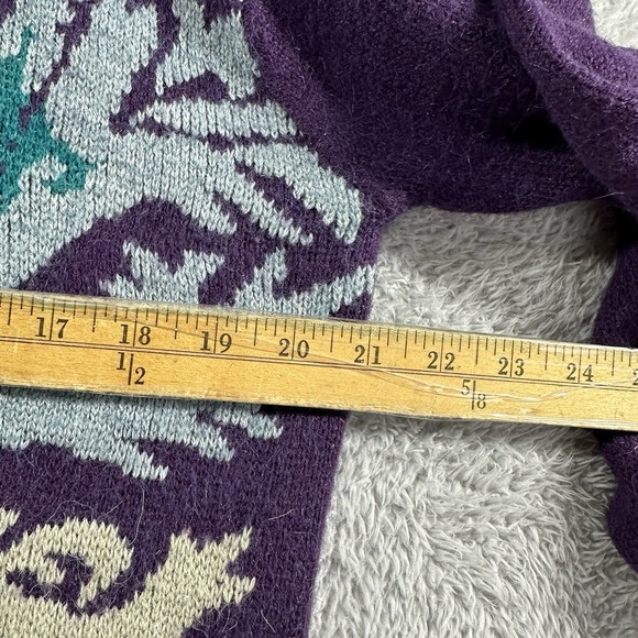 VINTAGE Alfred Dunner Floral Pattern Sweater Womens Large Purple Acrylic Granny - Picture 6 of 10